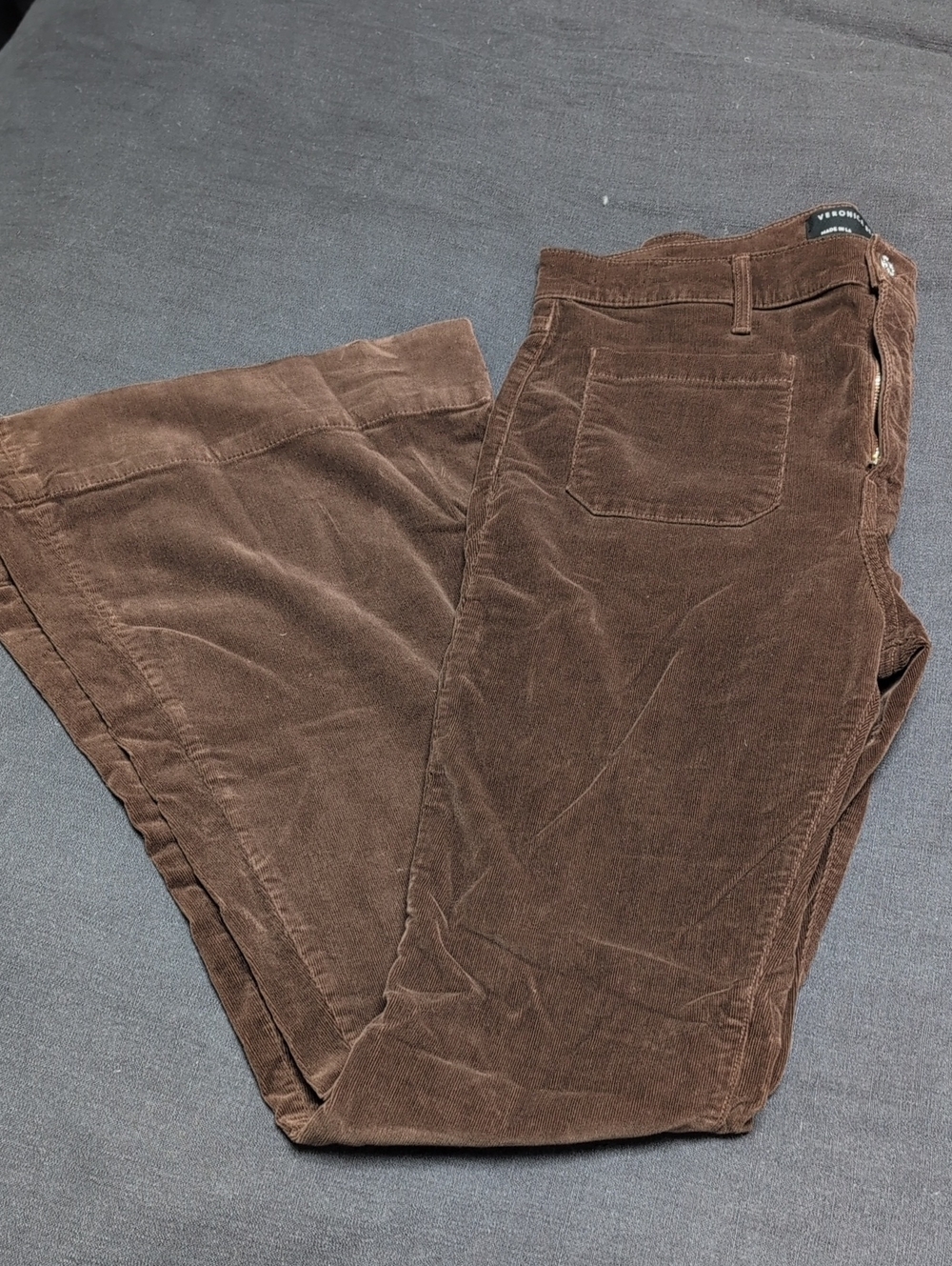 Veronica Beard Brown Corduroy Flare High-Rise Pants